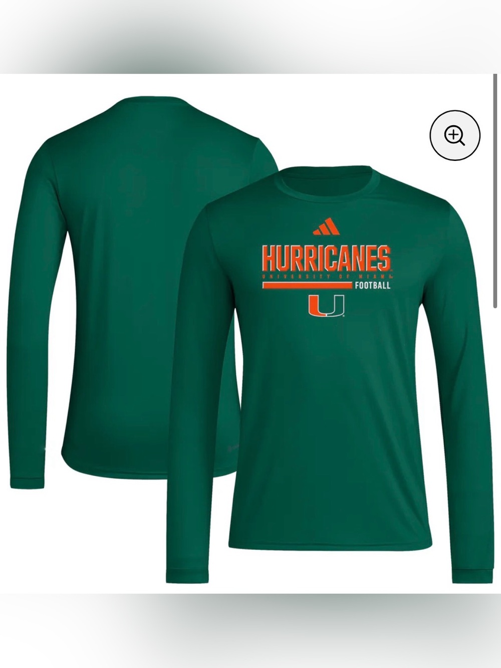 Men's adidas Green Miami Hurricanes Pregame AEROREADY Long Sleeve XL & Large